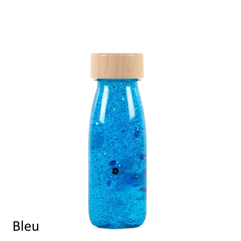 Bouteille sensorielle bleue – Petit Boum – Têtard et Nénuphar