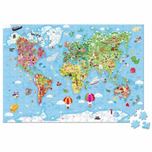 Puzzle Géant du Monde 300 pcs de la marque Janod disponible chez Têtard et Nénuphar