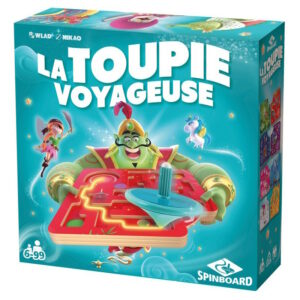La Toupie Voyageuse, un jeu mouvementé de parcours de toupie ! Disponible chez Tetard et nénuphar.