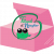 pictogramme carton rose avec logo de têtard et nénuphar inscrit dessus